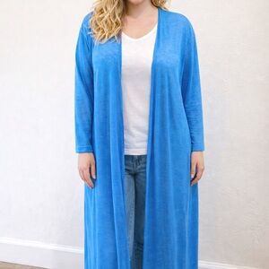GeeGee Bright Blue Long Duster Cardigan – Size 2XL NWOT
